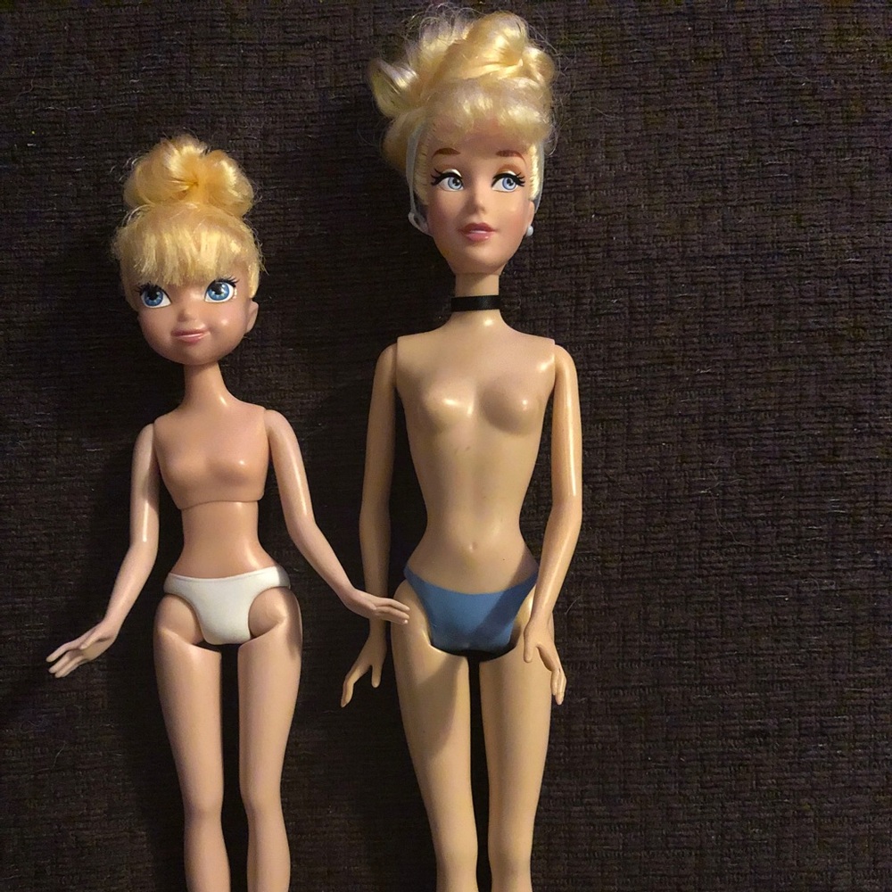 Disney Cinderella and tinker bell dolls